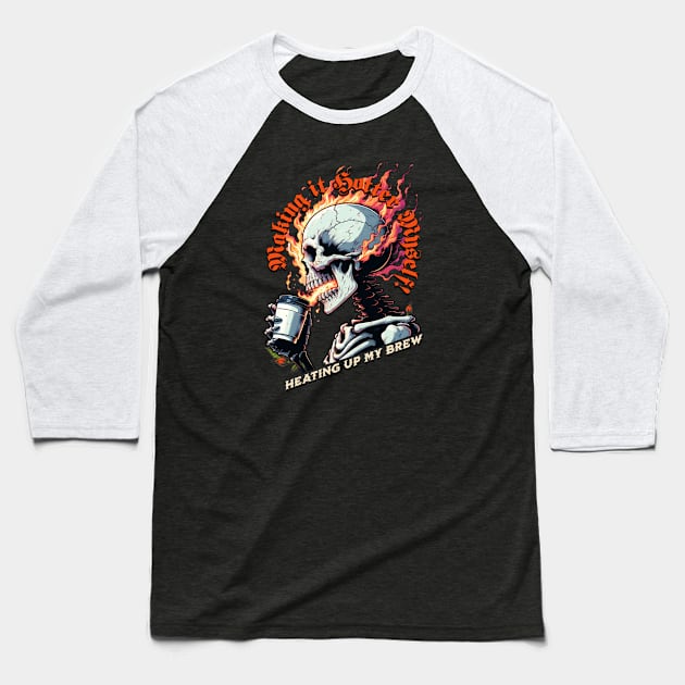 Fiery Skull Brew - Unleashing the Heat of Hot Coffee Baseball T-Shirt by Conversion Threads